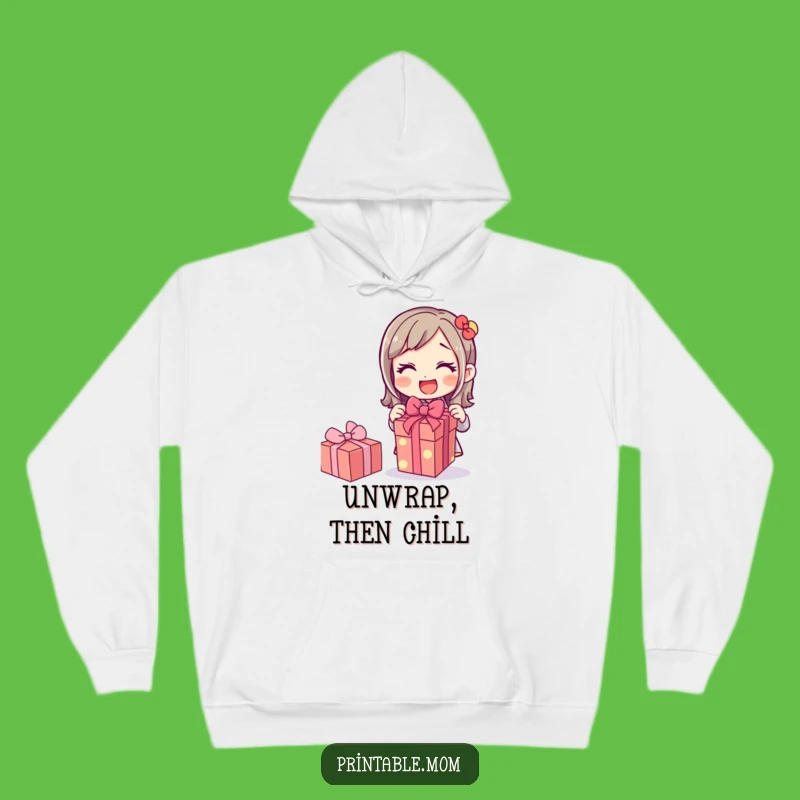 Funny Mom Hoodie: Cozy Unwrapping Present, Perfect Warm Gift Surprise