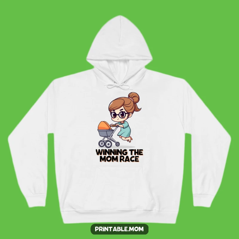 Funny Mom Stroller Race Character Hoodie: Cozy Up with Mom's Pace