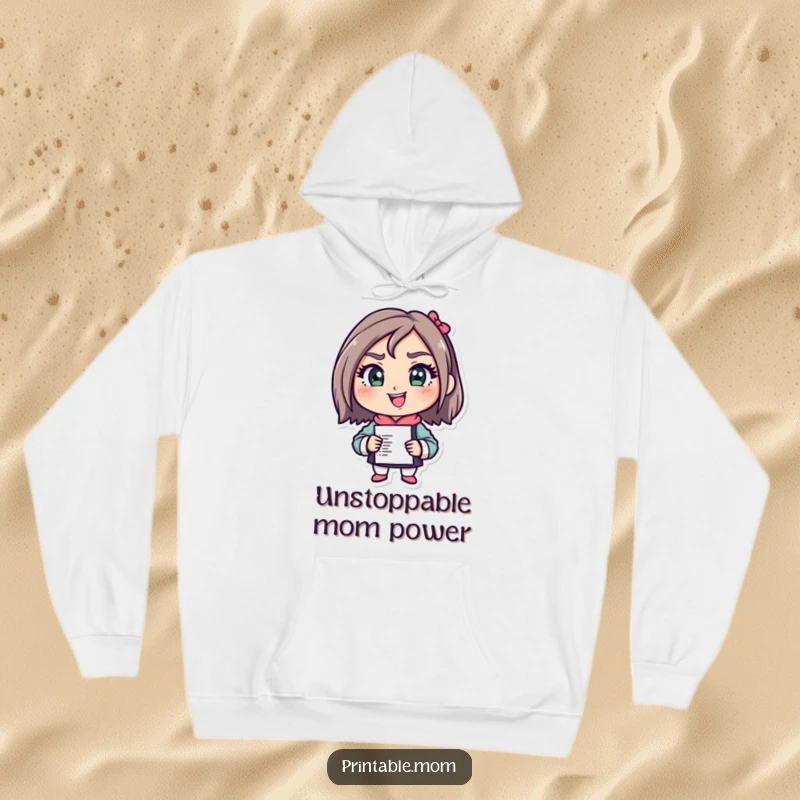 Funny Mom Hoodie showcasing a determined mom character ready to conquer a to-do list, perfect for busy days and a funny gift.