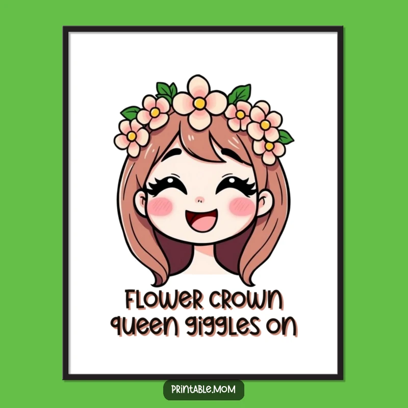 Free Printable Giggling Mom Art - Funny Flower Crown Downloadable Decor for Mom's Space