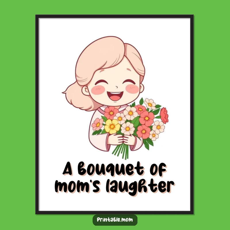 Free Printable Wall Art: Happy Mom Flowers Decor - Downloadable Art
