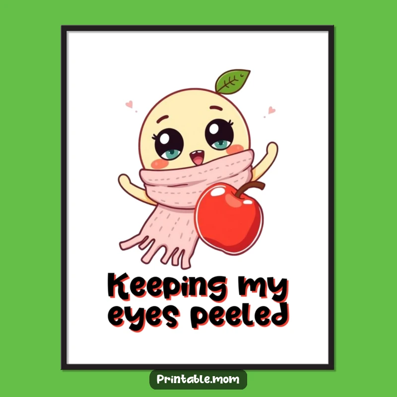 Free Printable Wall Art: Googly Eyes Scarf Apple Humorous Downloadable Decor