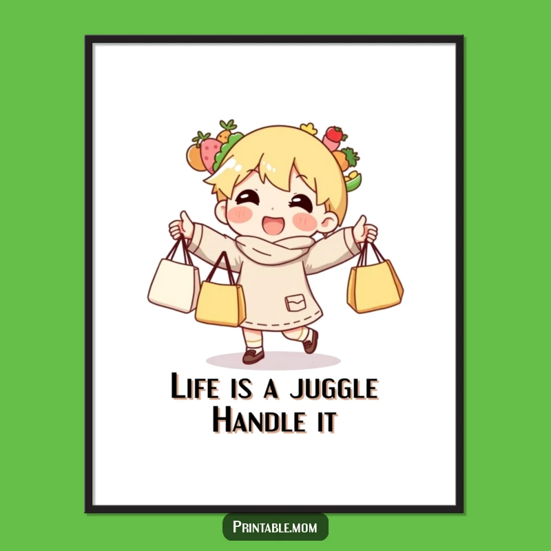 Free Printable Wall Art: Juggling Groceries Comedic Downloadable Art