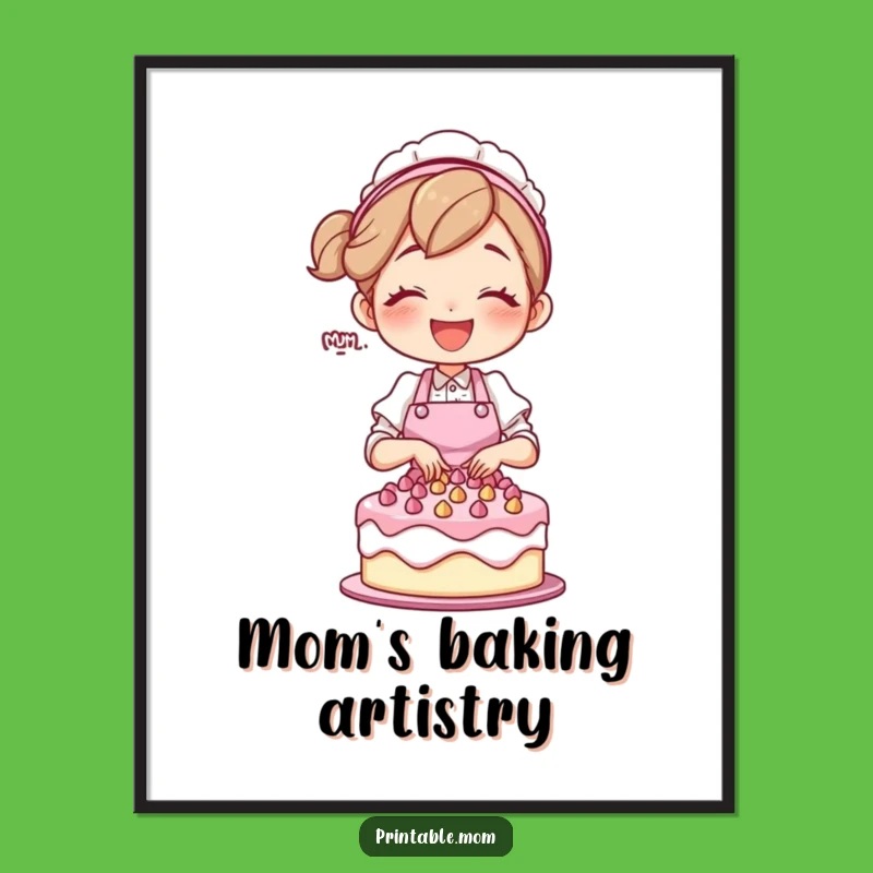 Free Printable Mom Wall Art: Baking Mom Downloadable Art Gift
