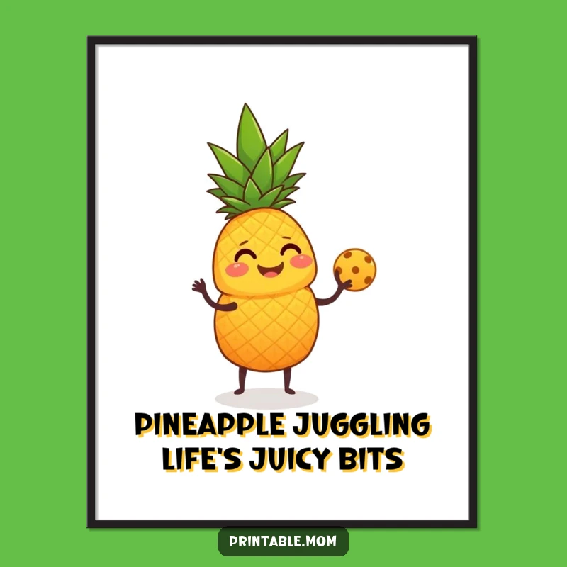 Free Printable Wall Art: Giggling Pineapple Juggling Fruit Funny Downloadable Art