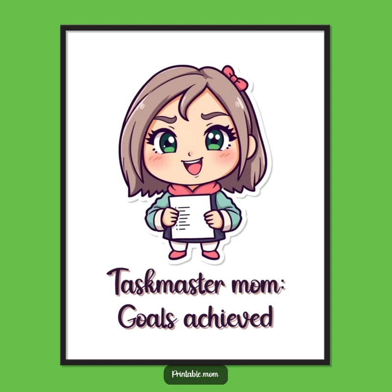 Funny Free Printable Wall Art: Determined Mom Tackling To-Do List Decor