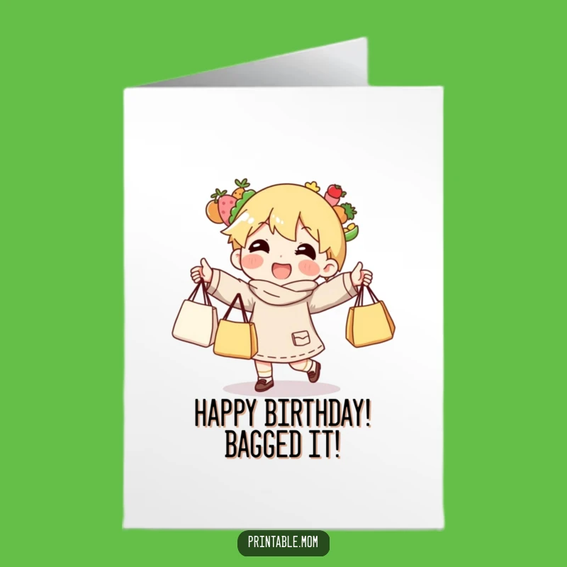 Free Printable Birthday Card: Juggling Groceries Fun Downloadable Gift