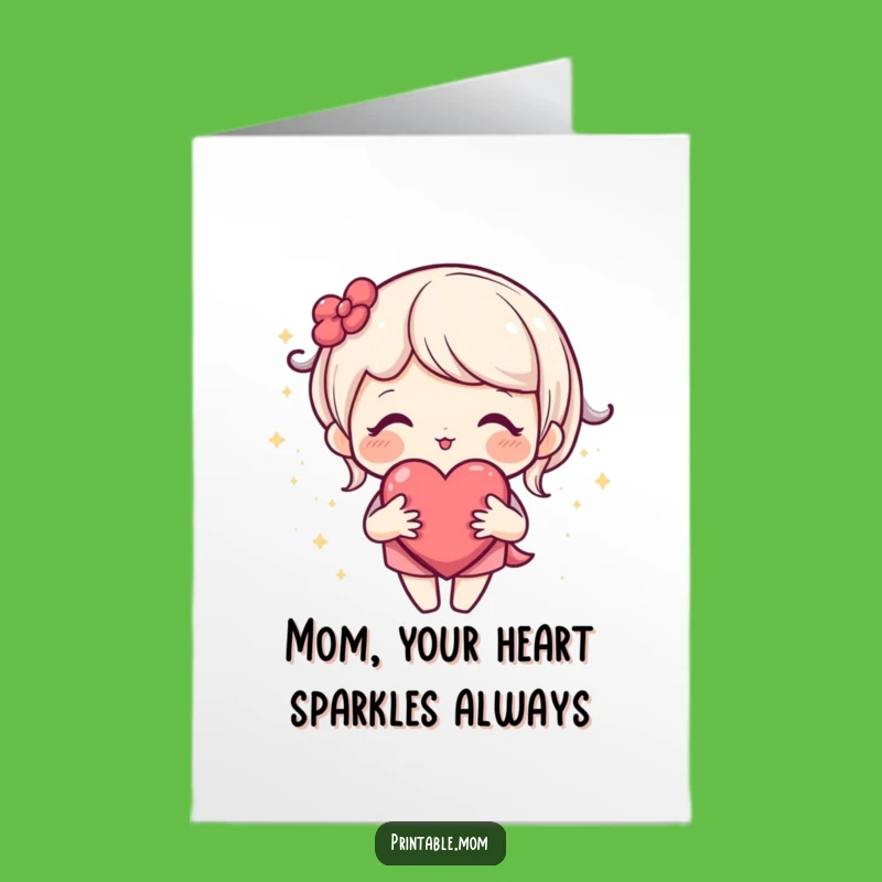 Free Printable Birthday Card: Loving Mom's Sparkly Heart Gift