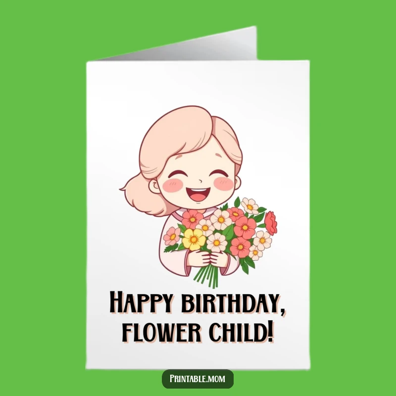 Free Printable Birthday Card: Happy Mom Flowers - Joyful Gift
