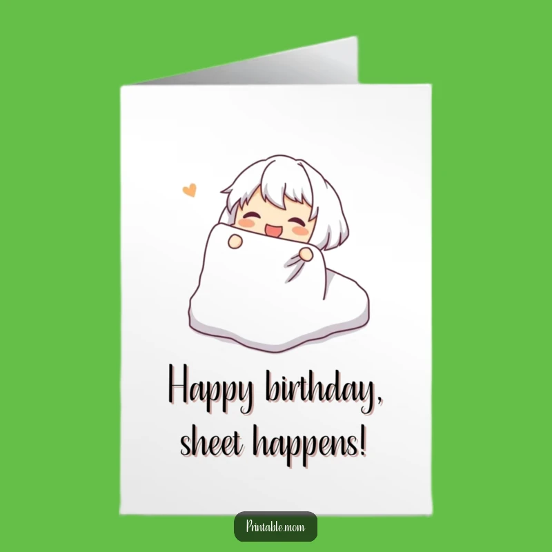 Free Printable Birthday Card: Fitted Sheet Struggle Humor, Downloadable Gift