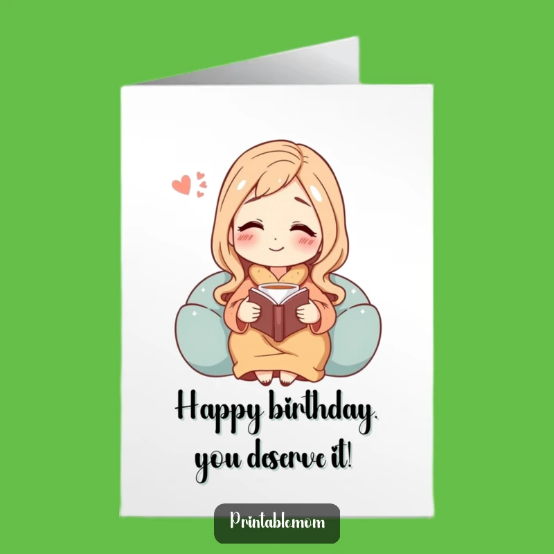 Free Printable Birthday Card for Mom - Relaxing Book & Tea Humor