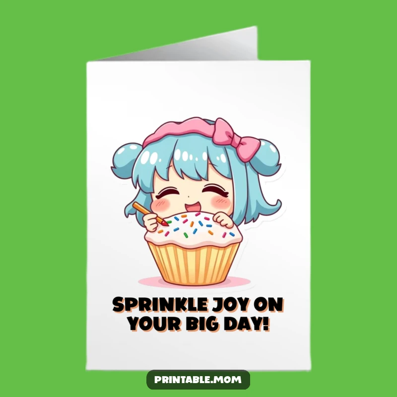 Free Printable Birthday Card: Giggling Baker, Sweet Sprinkles Downloadable Gift