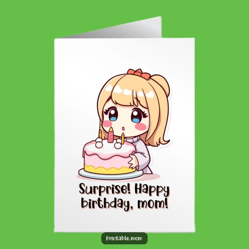 Free Printable Birthday Card: Surprise Cake Mom Humor Gift