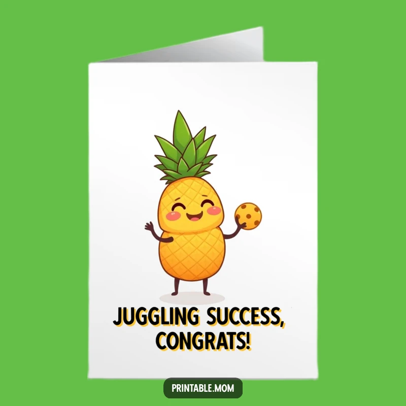 Free Printable Congrats Card: Giggling Pineapple Juggling Funny Downloadable Gift