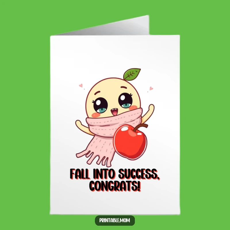 Free Printable Congrats Card: Googly Scarf Apple Funny Downloadable Gift