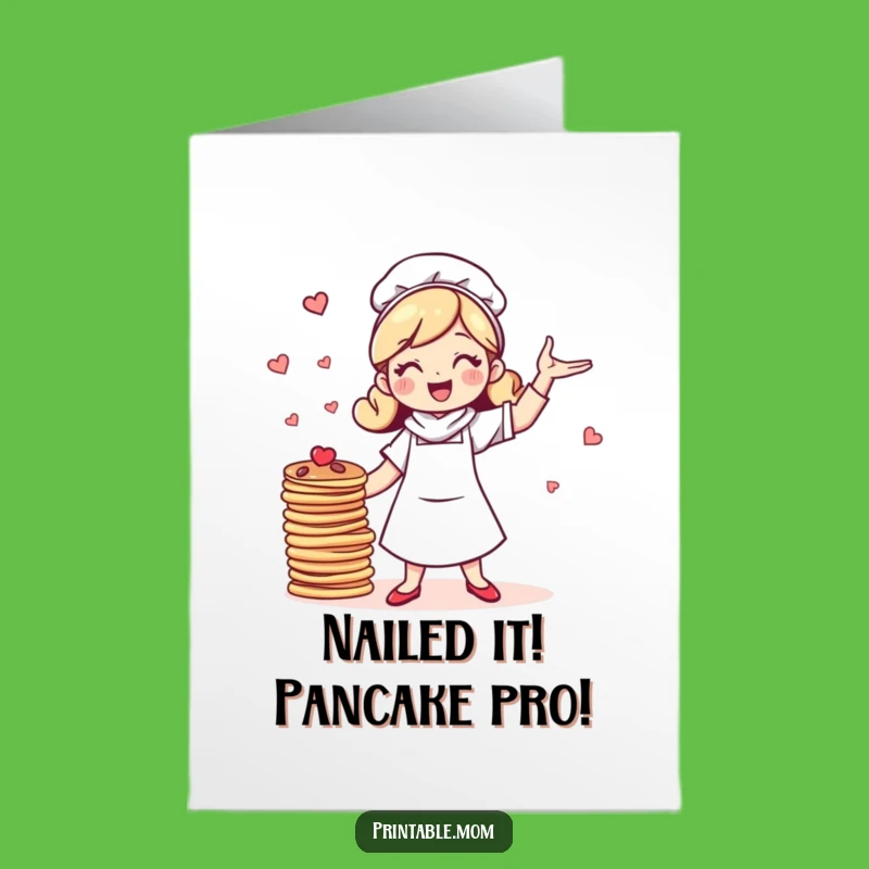Free Printable Greeting Card: Juggling Mom Pancakes for Joyful Congratulations Downloadable Gift!