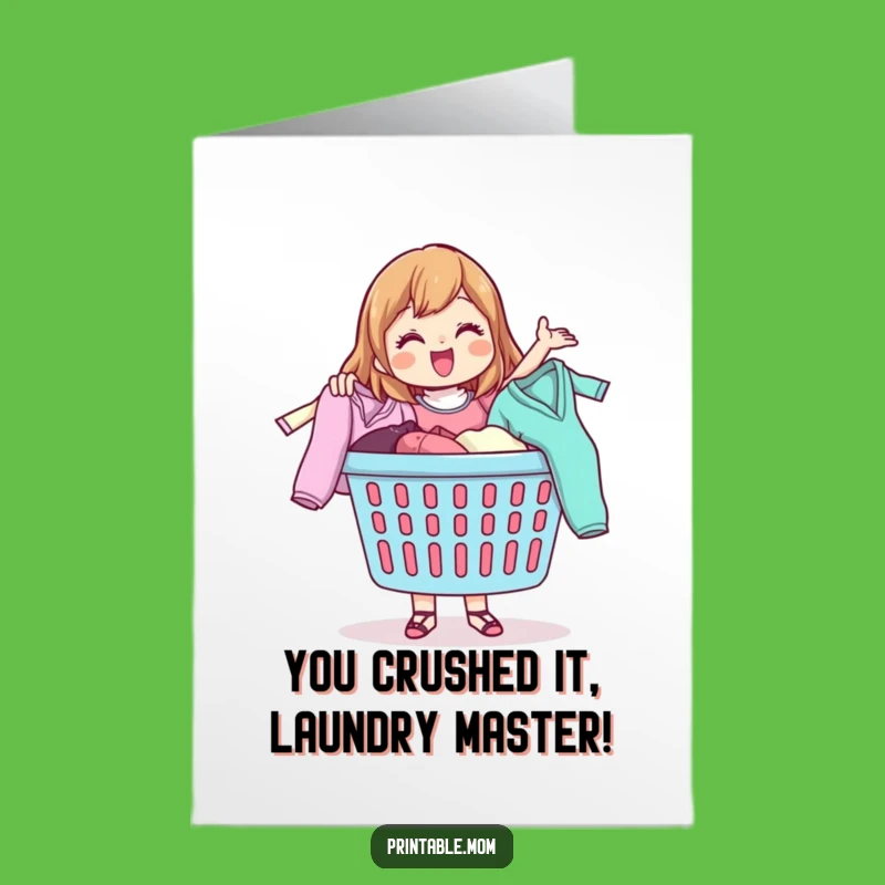 Free Printable Laundry Mom Congrats Card: Tossing Success Downloadable Fun