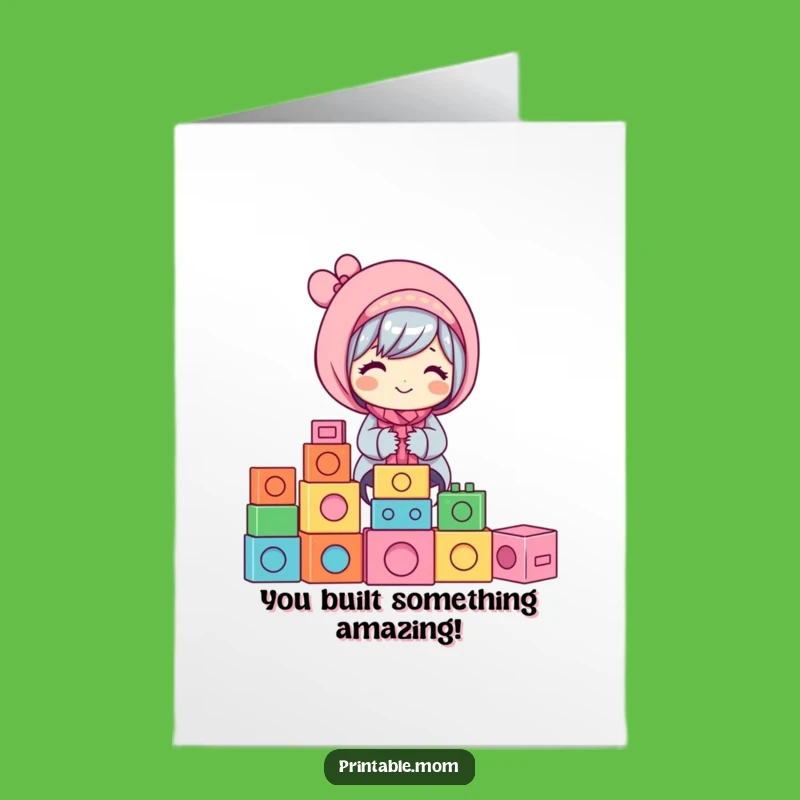 Free Printable Happy Mom Building Blocks Congrats Card - Downloadable Celebration