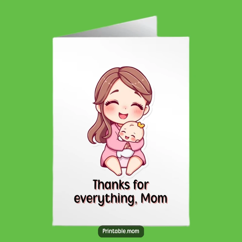 Free Printable Mom & Baby Thank You Card - Loving Downloadable Gratitude!