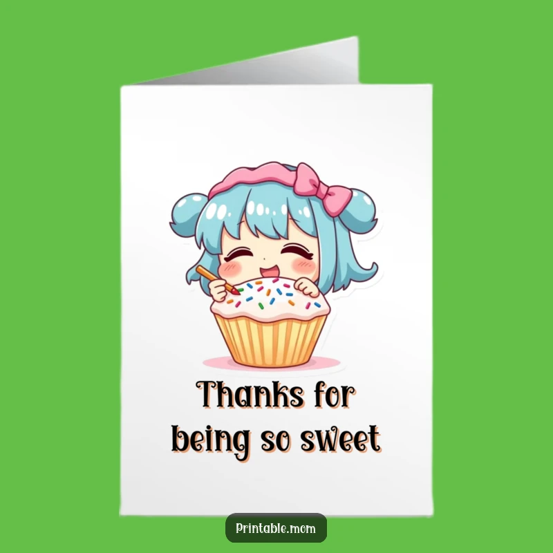 Free Printable Thank You Card: Giggling Cupcake Sprinkles, Downloadable Sweetness