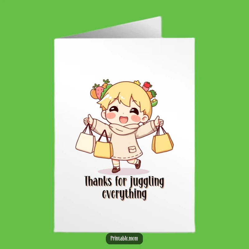 Free Printable Thank You Card: Juggling Errands Gratitude Downloadable Gift