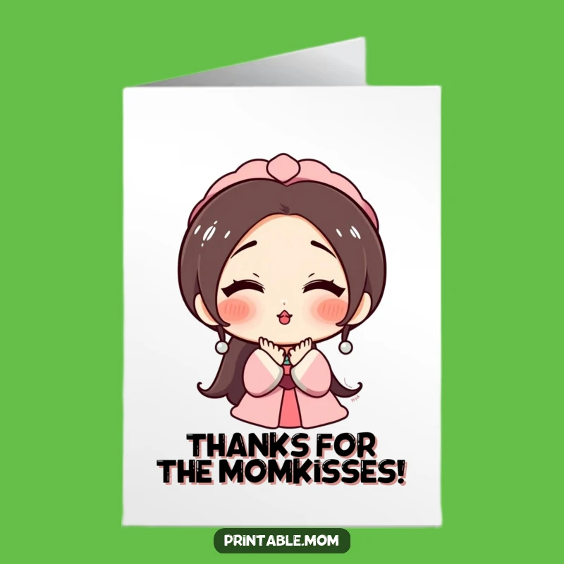 Free Printable Thank You Card: Mom's Kiss of Gratitude