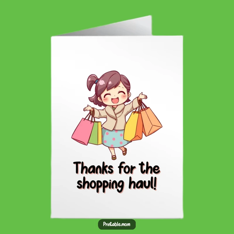 Free Printable Thank You Card: Mom's Shopping Bags Funny Downloadable Gift