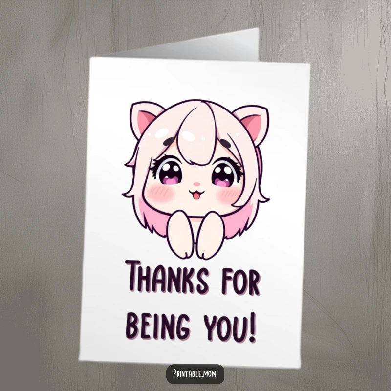 Funny Free Printable Thank You Card: Mom shares a sparkling-eyed, playful wink, conveying heartfelt thanks.