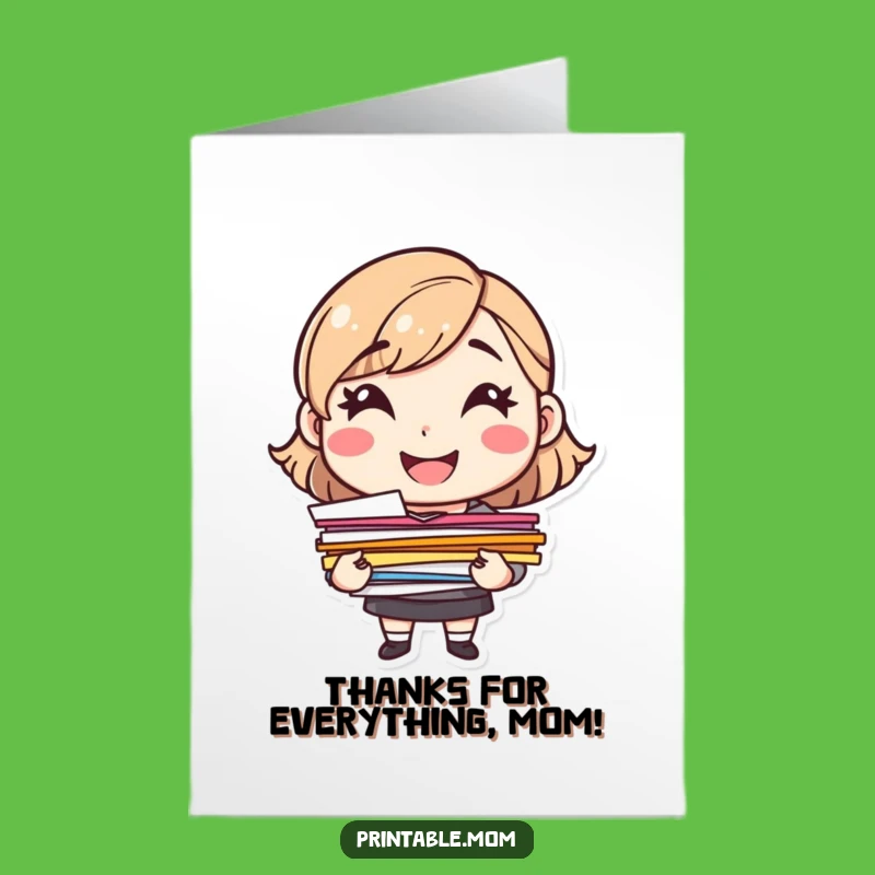 Free Printable Mom Thank You Card: Organized Mom Downloadable Gift