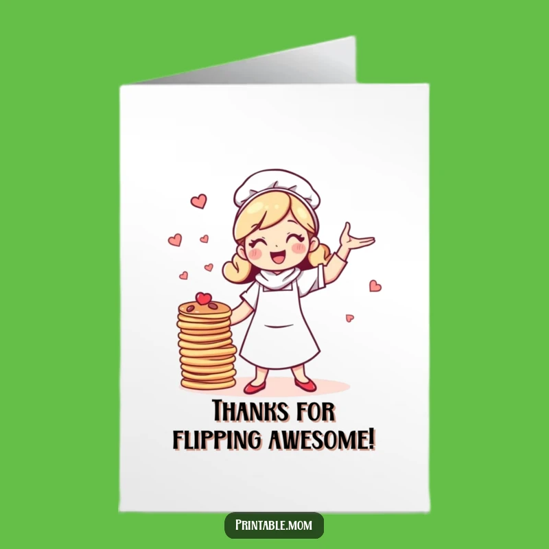 Free Printable Thank You Card: Juggling Mom Pancakes for a Grateful Downloadable Gift!