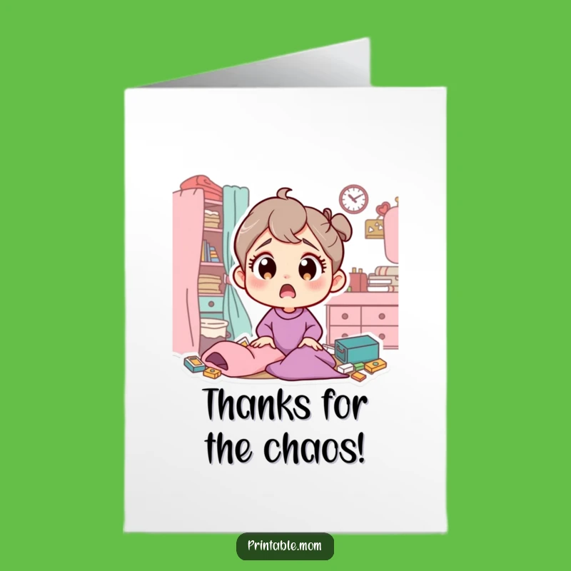 Free Printable Thank You Card: Mom's Messy Room Surprise - Downloadable