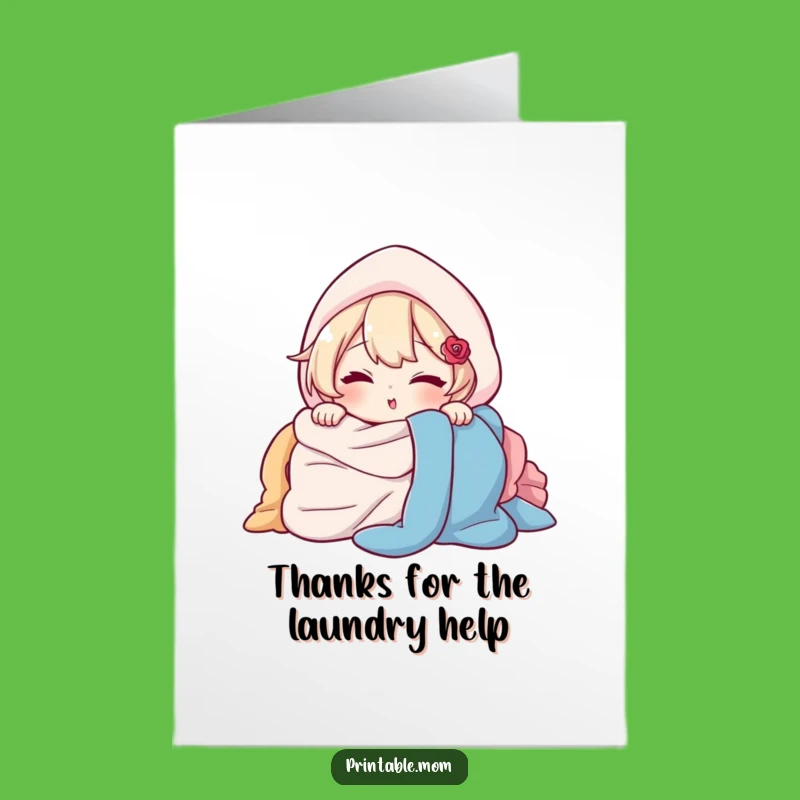Free Printable Thank You Card: Winking Laundry Piler, Downloadable Humor