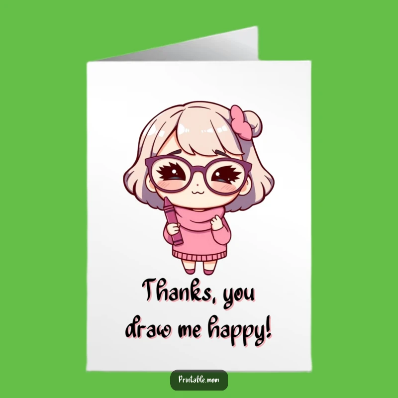 Free Printable Thank You Card: Mom Winks with Crayon Funny Downloadable Appreciation