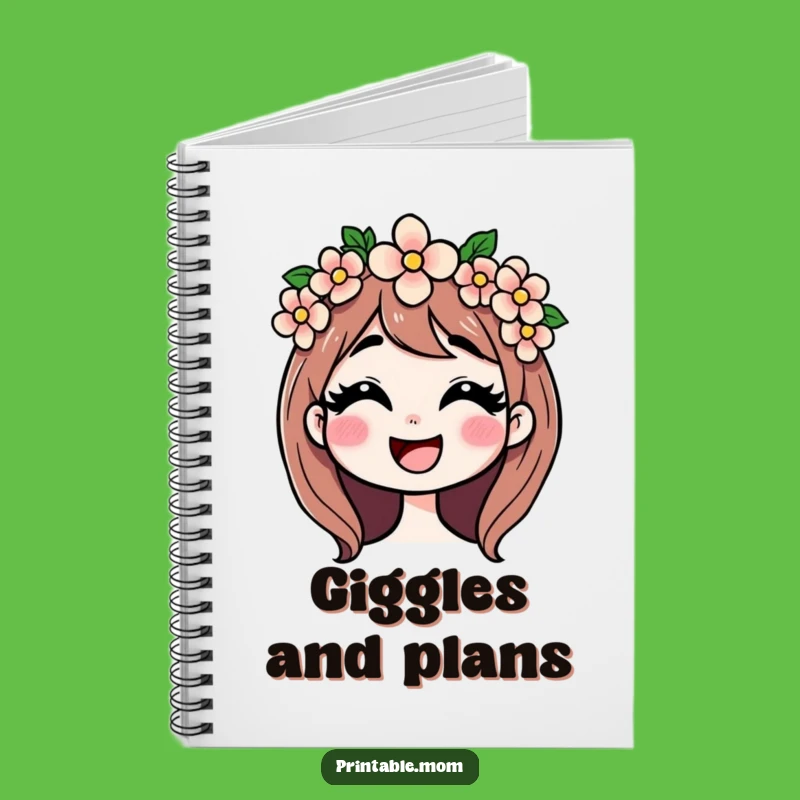 Funny Mom Giggling Flower Crown Notebook: Jot Down Thoughts with Floral Cheer