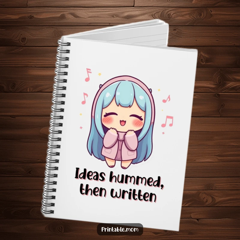 Funny Mom Notebook: Cover shows a mom with eyes closed, humming contentedly, ready for notes.