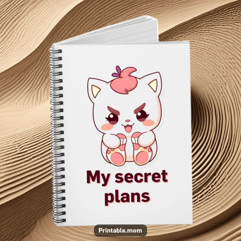 Funny notebook featuring a mischievous character hiding tiny socks, perfect for notes and secret plans, a humorous stationery item.