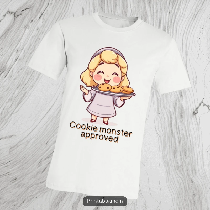 Funny Mom T-Shirt: Depicts a proud mom offering freshly baked cookies, a delicious and funny gift.