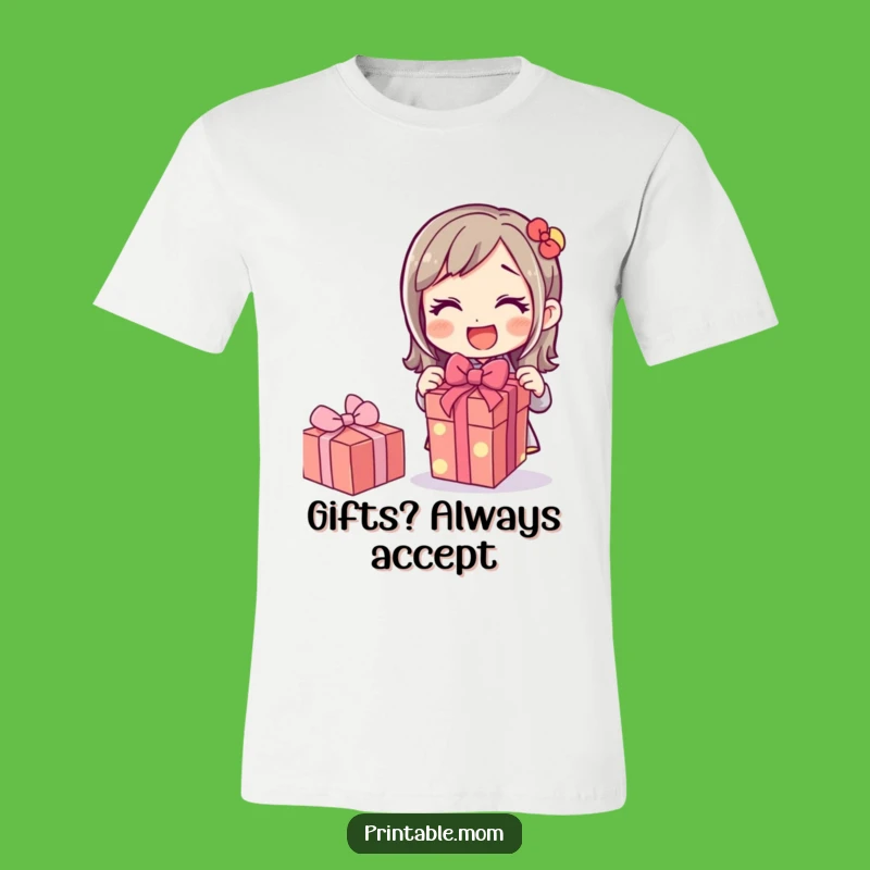Funny Mom T-Shirt: Excitedly Unwrapping Gift, Perfect Present Joyful Tee