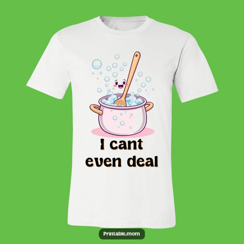 Funny Bewildered Spoon Bubbles T-Shirt - Hilarious Cooking Chaos Tee