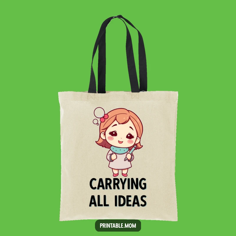 Funny Mom's Idea Tote Bag: Witty Mom with Pen, Carry Your Genius in Style