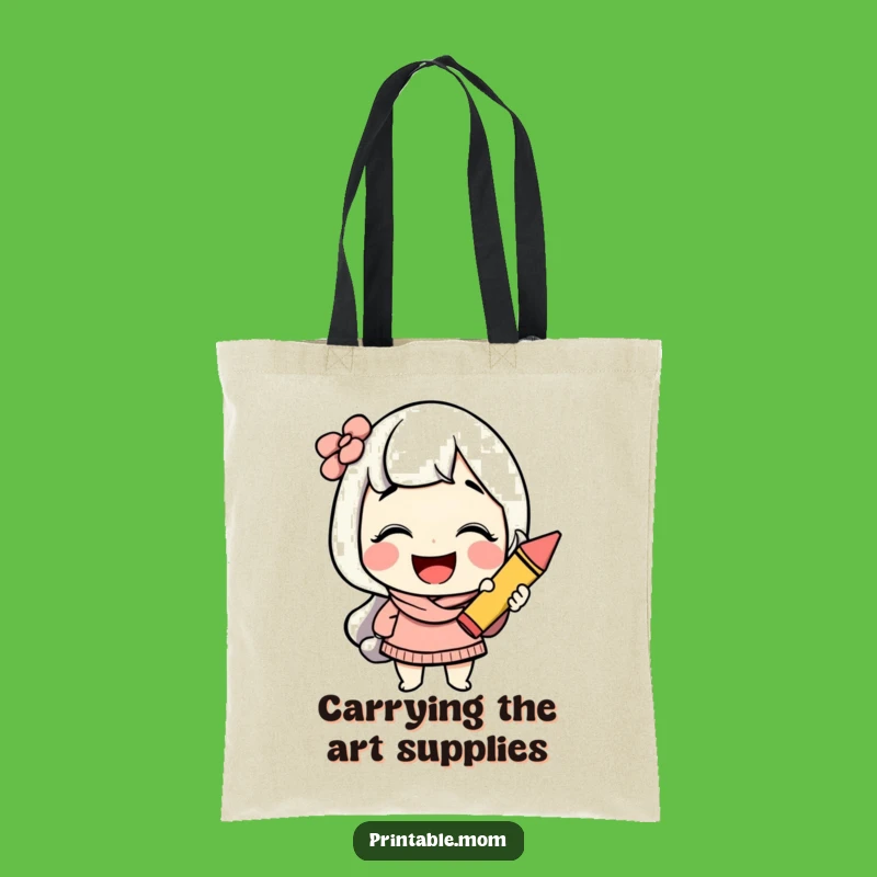 Funny Creative Mom Tote Bag: Giggling Crayon Holder for Art Supplies