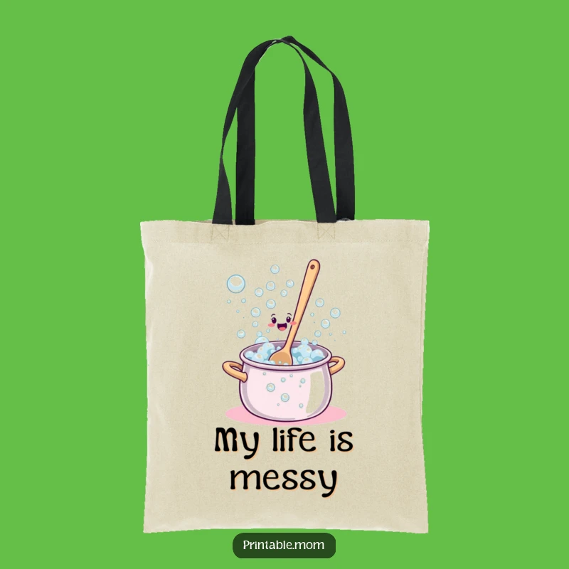 Funny Bewildered Spoon Overflow Tote Bag - Hilarious Kitchen Shopping Accessory