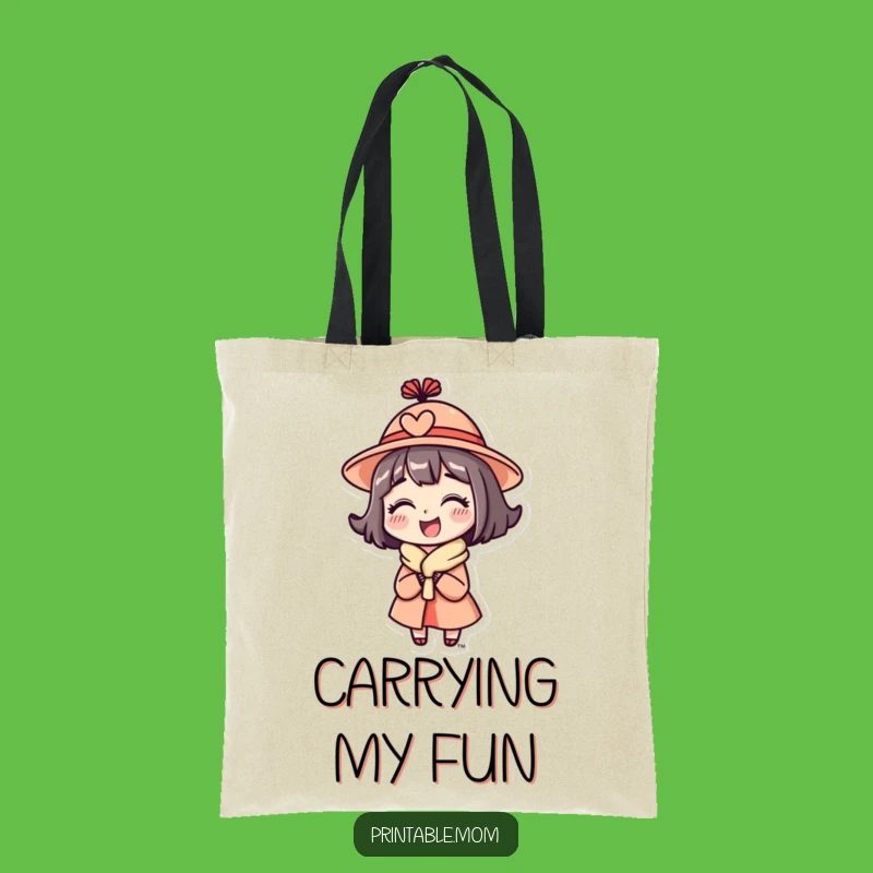 Funny Mom Hat Tote Bag - Delighted Character Quirky Mom Accessory Gift