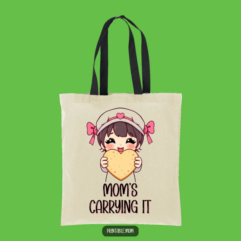 Funny Mom Tote Bag - Proud Baker Character, Heart Cookie Carry-All, Gift for Mom