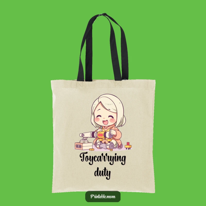 Funny Mom Toy Assembly Character Tote Bag: Carry Your Parenting Humor