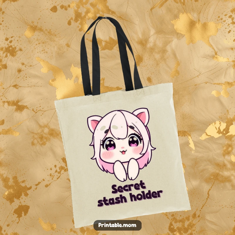 Funny tote bag with a mom character winking playfully, symbolizing charm and mischief, a practical and sassy accessory for moms.